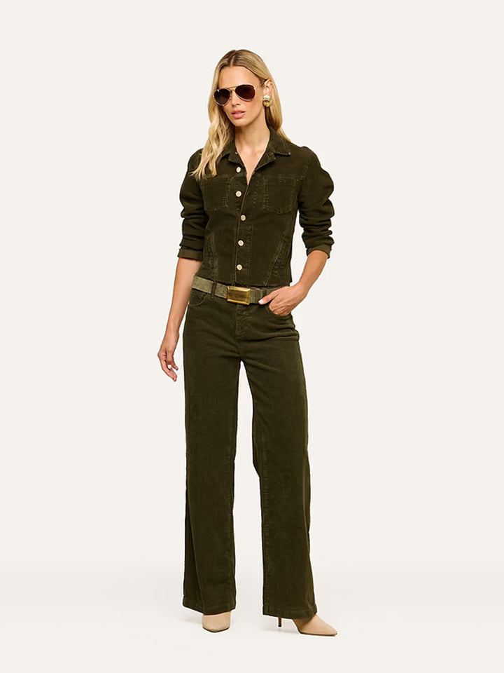 Scottie High-Rise Wide-Leg in Army