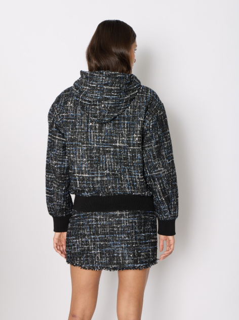 Tweed Bomber Jacket in Blue Mix
