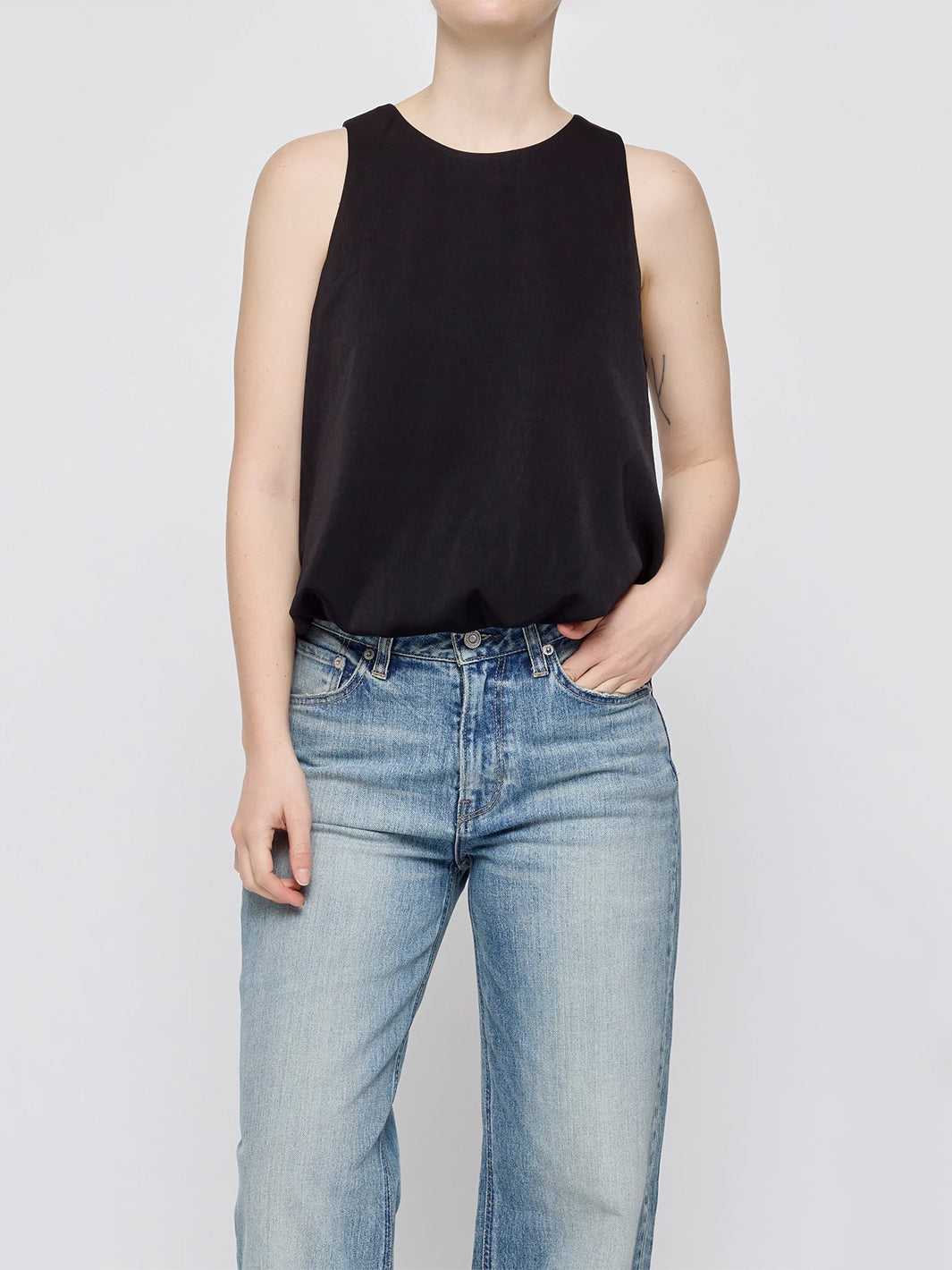 MV Sculpted Satin Tank in Black