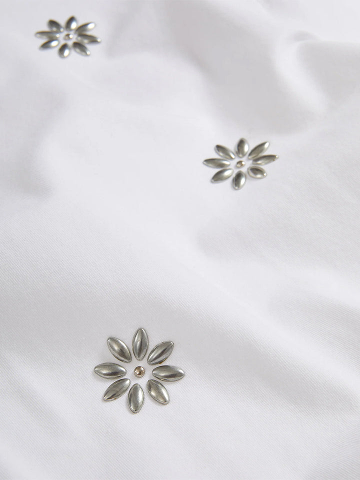 Sebastian Embellished T-Shirt in White