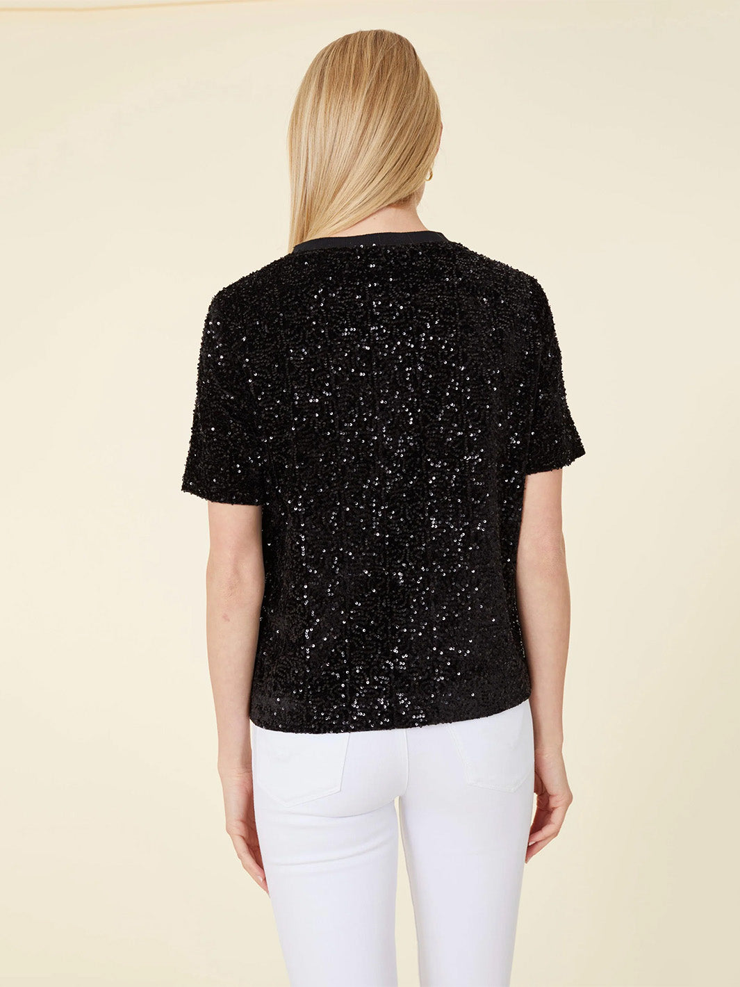 Sequin Tee in Black