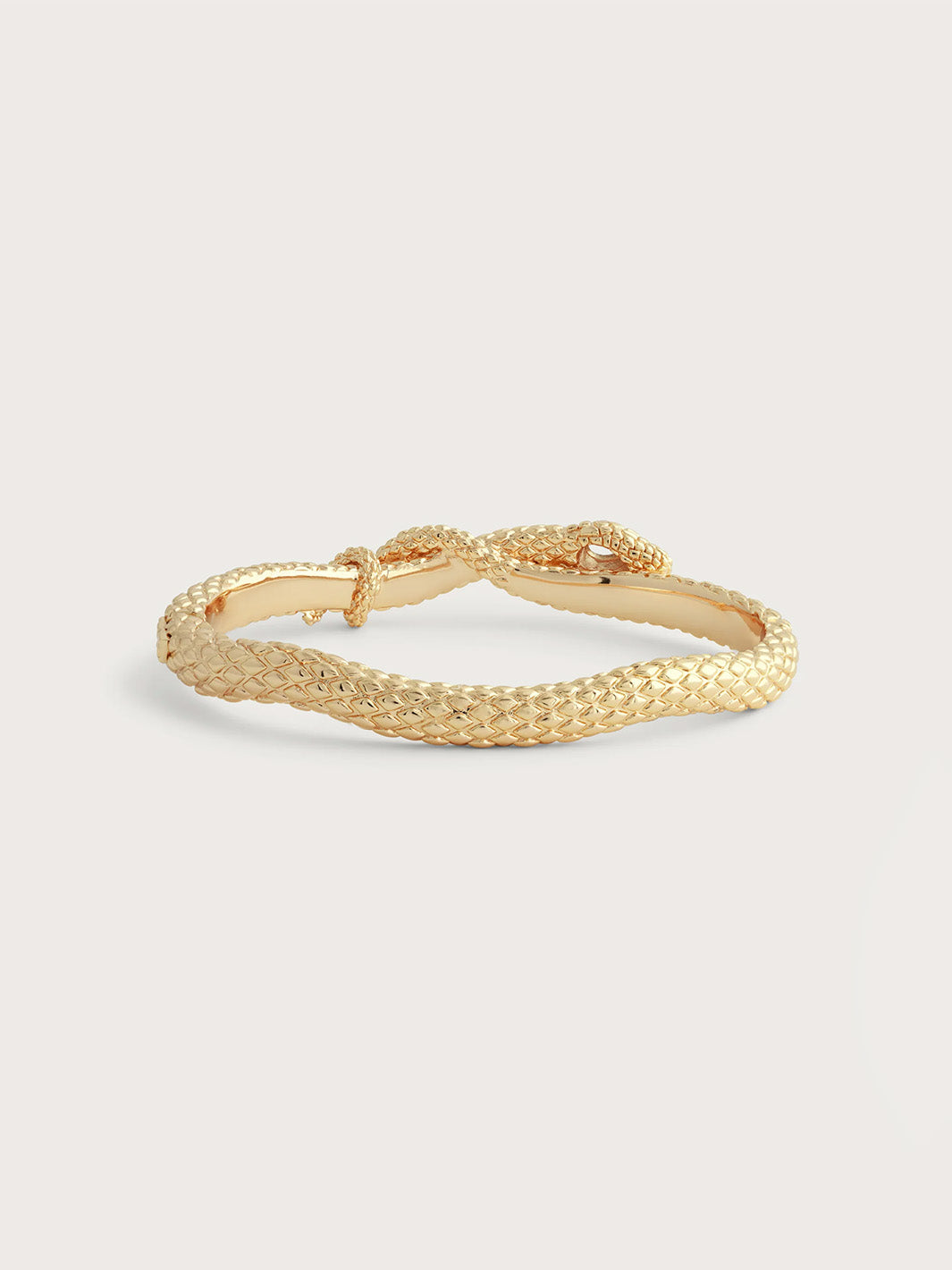 Serpent Wide Hinged Bangle in Gold