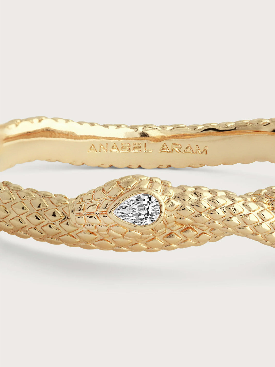 Serpent Wide Hinged Bangle in Gold