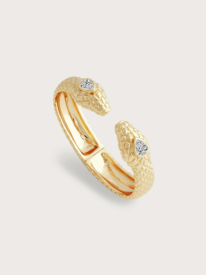 Serpent Double Head Hinged Bangle