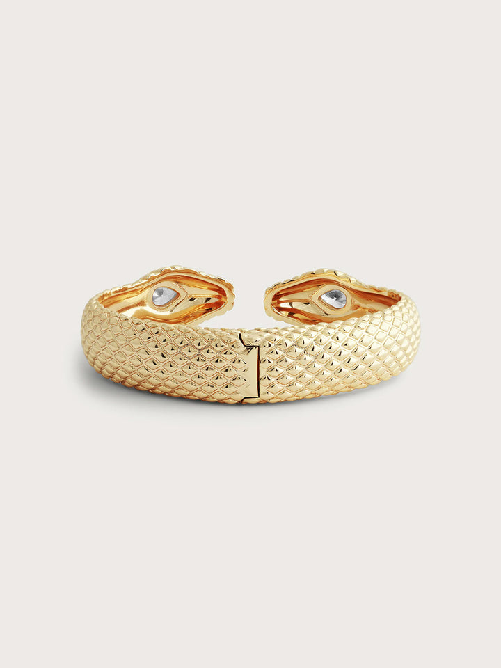 Serpent Double Head Hinged Bangle