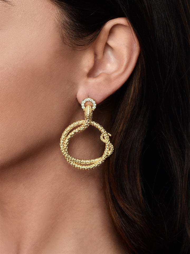 Serpent Holding Ring Hoop Earrings