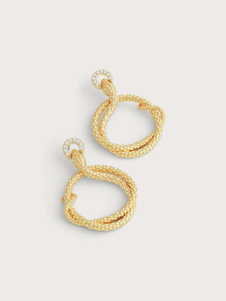 Serpent Holding Ring Hoop Earrings