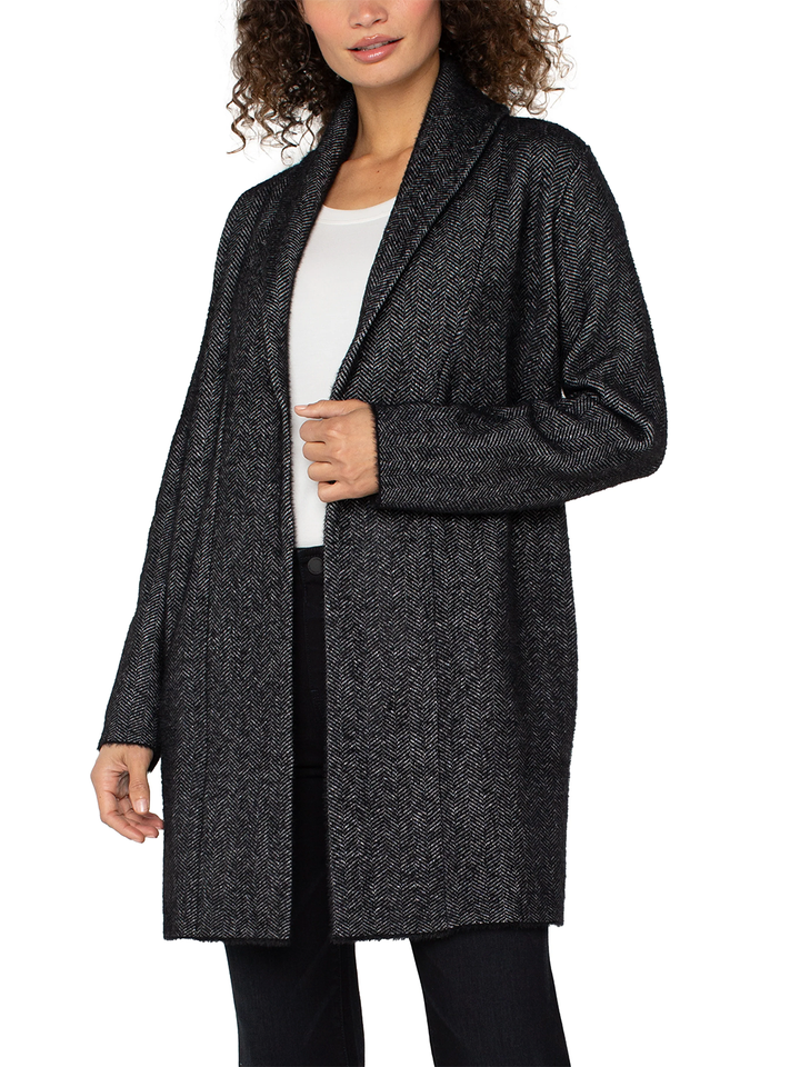 Open Front Coatigan Sweater in Charcoal