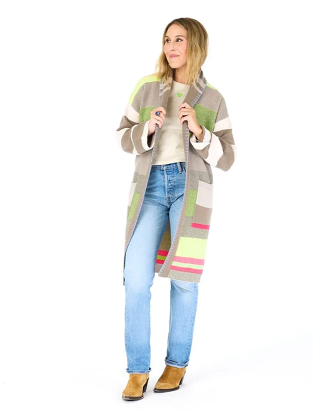Shawl Collar Duster in Multi