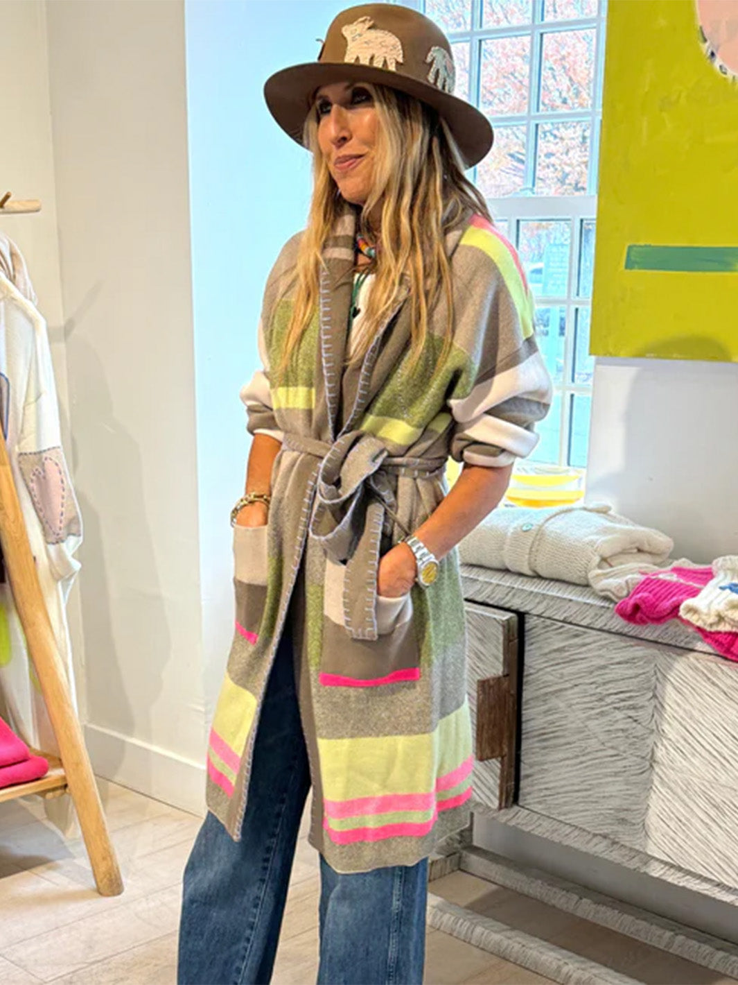 Shawl Collar Duster in Multi