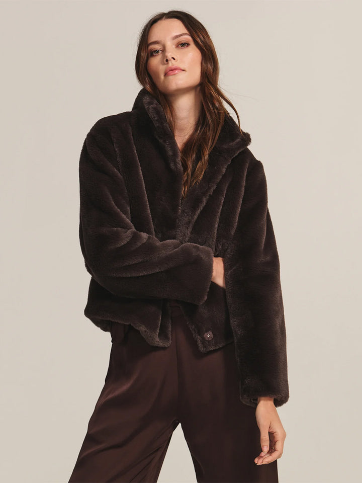 Sheena Luxe Faux Fur Jacket in Espresso