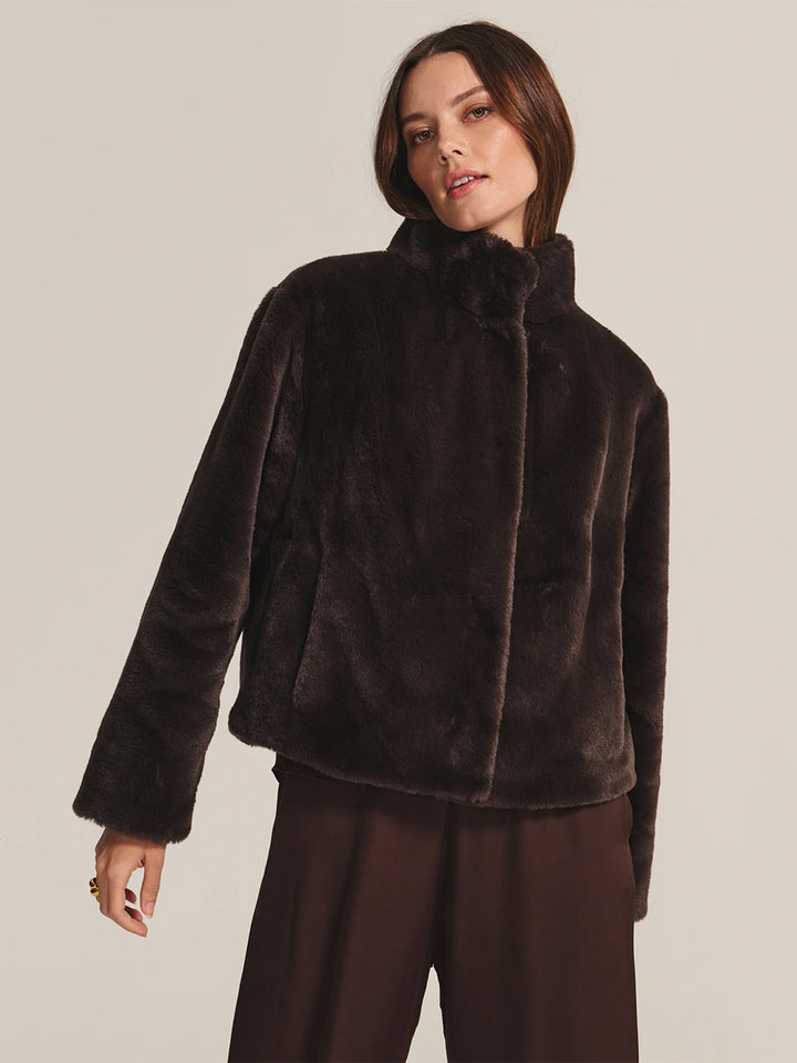 Sheena Luxe Faux Fur Jacket in Espresso