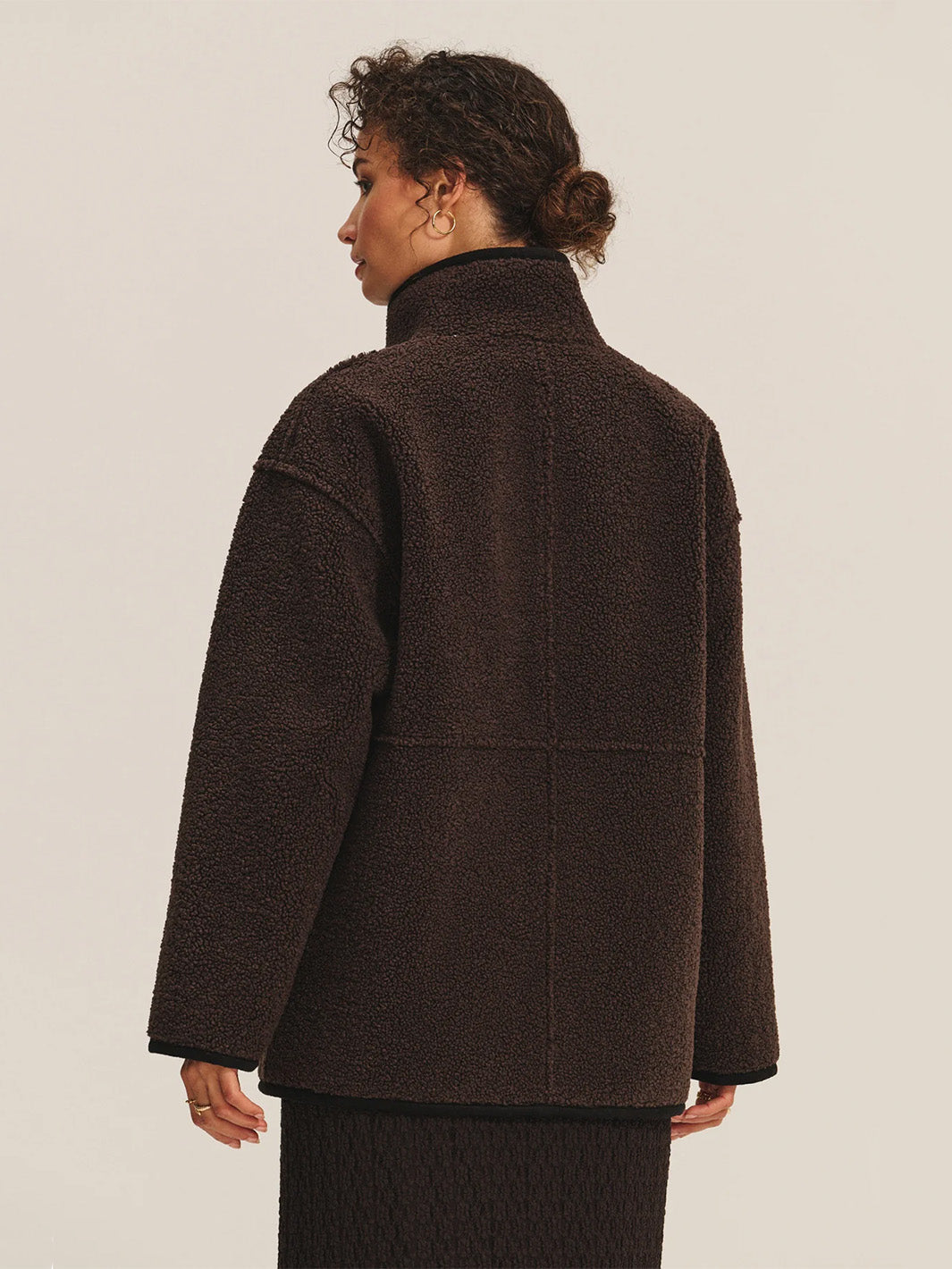 Shona Luxe Sherpa Reversable Jacket in Black/Brown
