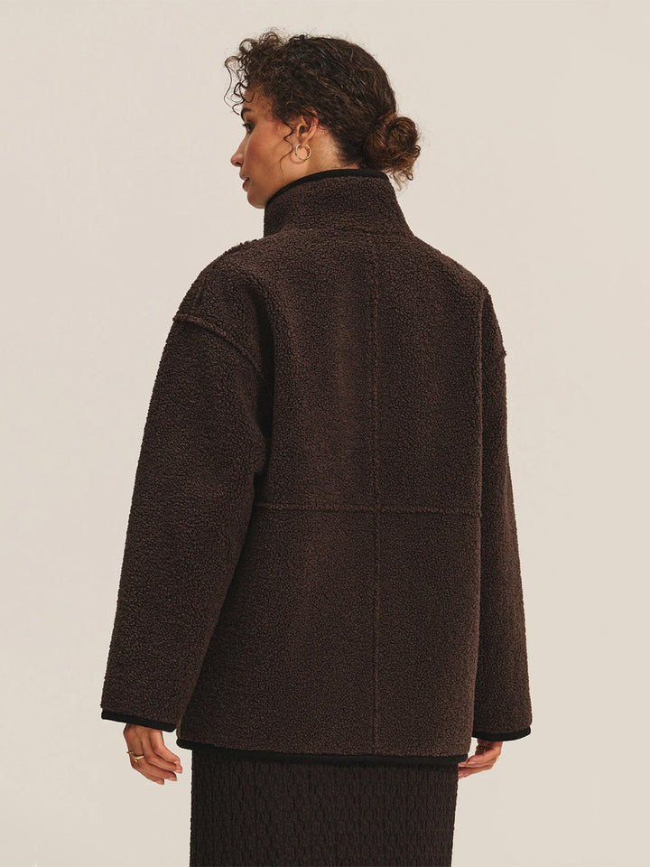 Shona Luxe Sherpa Reversable Jacket in Black/Brown