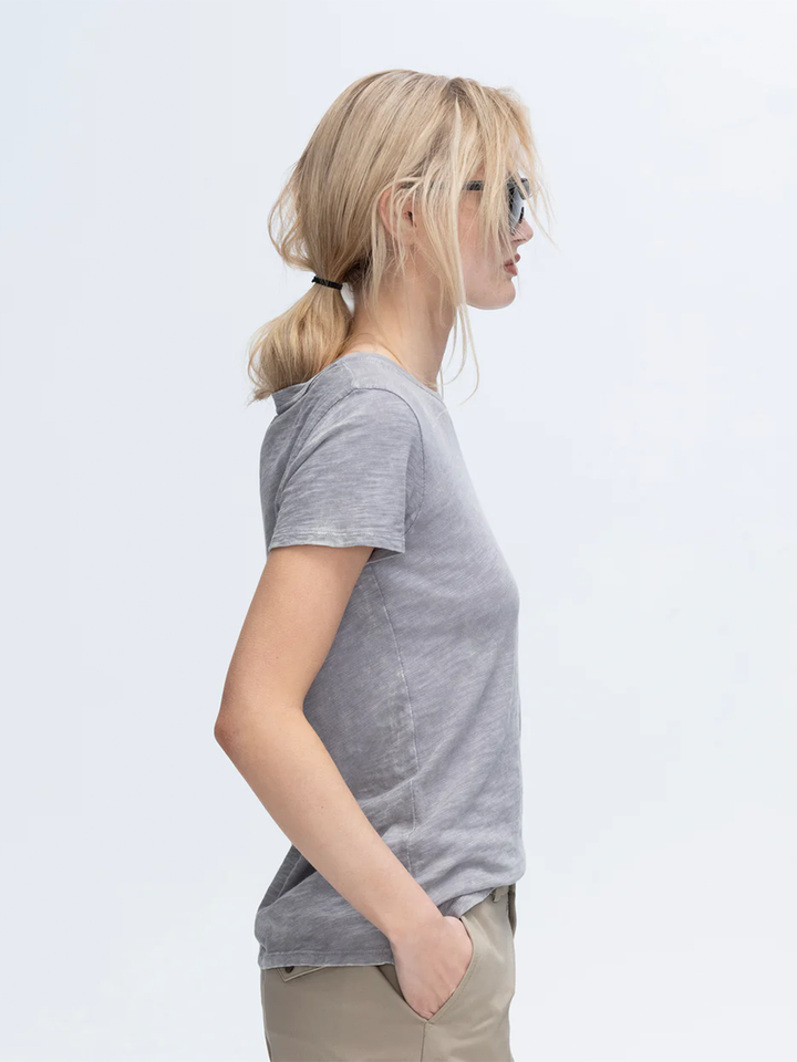 Slub Jersey Chroma Wash Schoolboy Crew in Shark