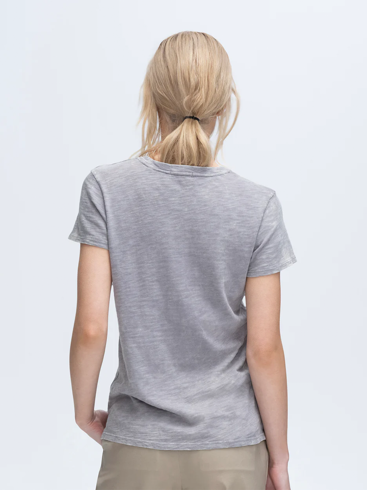 Slub Jersey Chroma Wash Schoolboy Crew in Shark