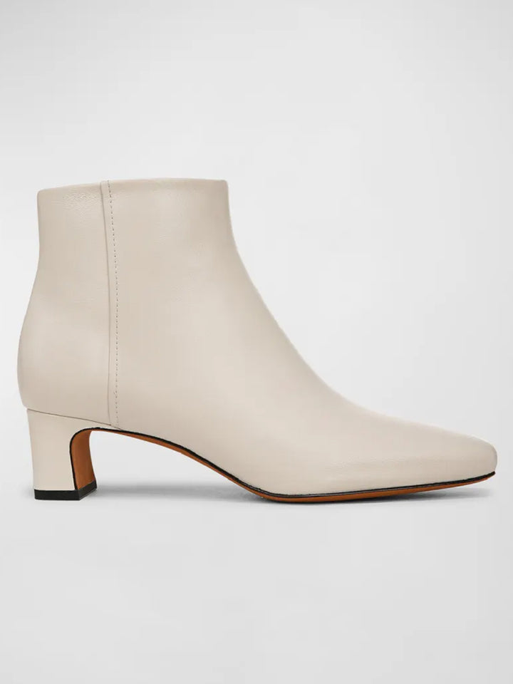 Silvana Leather Zip Ankle Booties in Flax