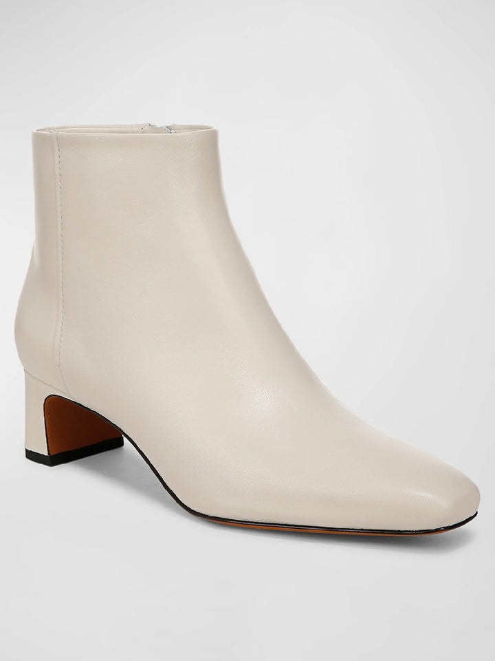 Silvana Leather Zip Ankle Booties in Flax