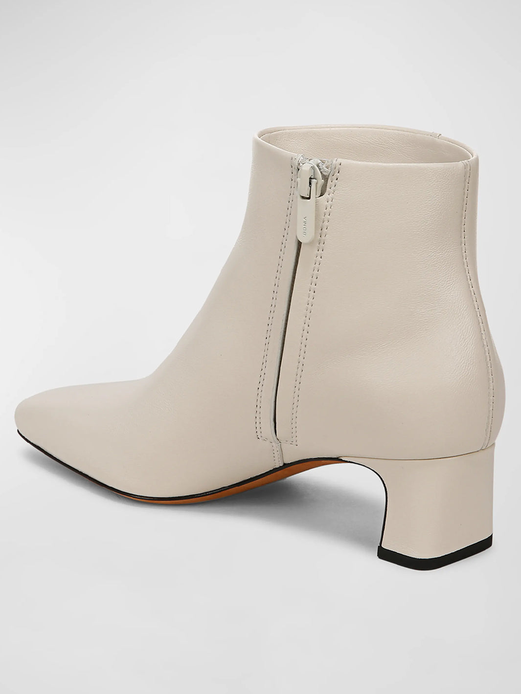 Silvana Leather Zip Ankle Booties in Flax