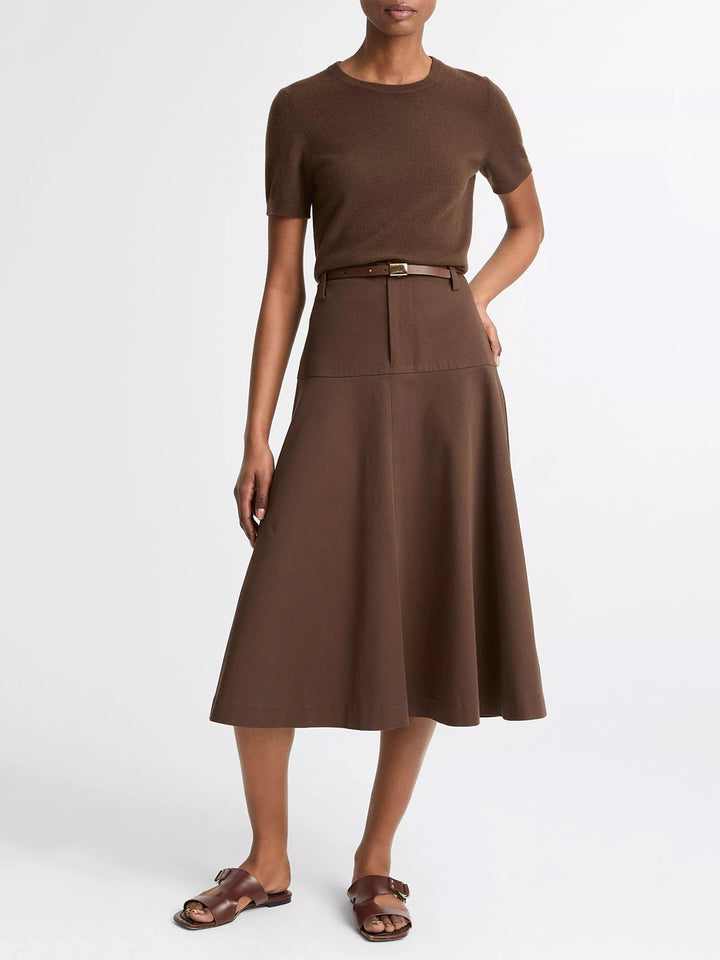 Stretch-Cotton Twill Utility Full Skirt in Willow