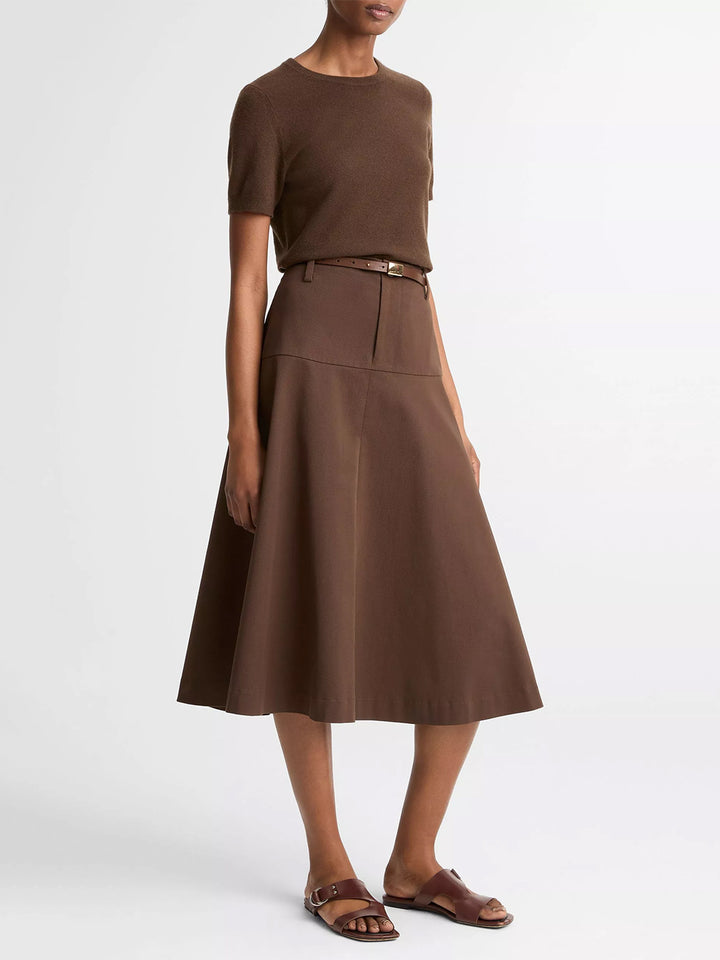 Stretch-Cotton Twill Utility Full Skirt in Willow