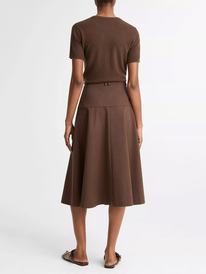 Stretch-Cotton Twill Utility Full Skirt in Willow