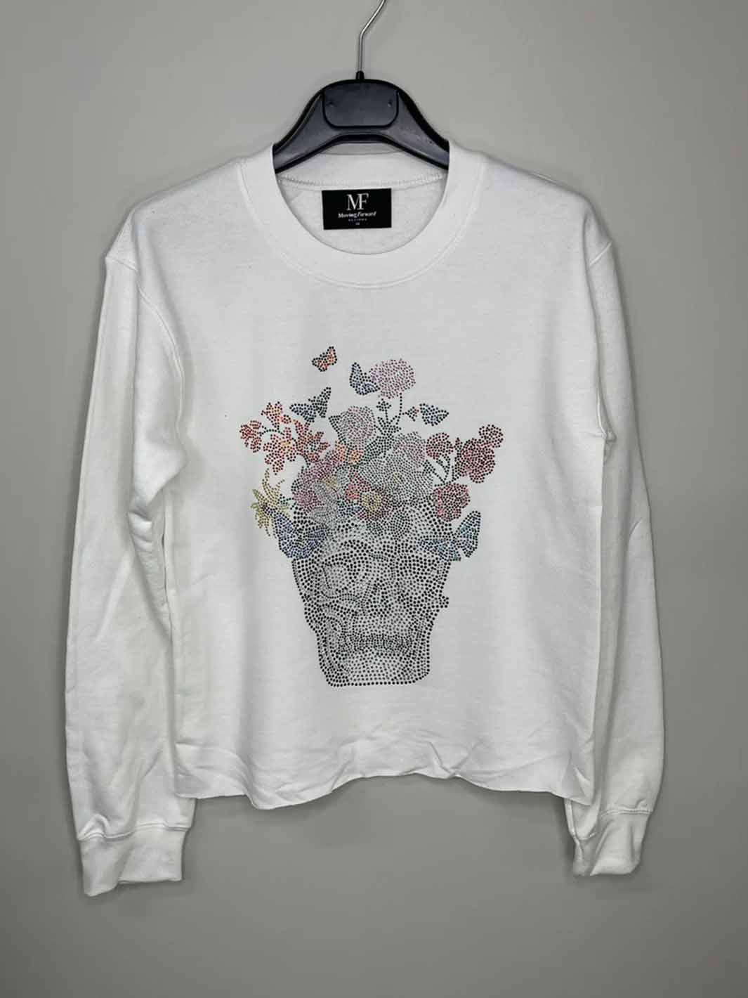 Skull Flower Sweatshirt in White