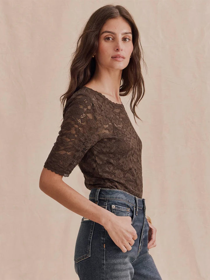 Skyler Stretch Lace Top in Java