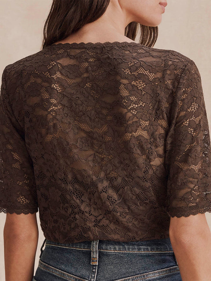 Skyler Stretch Lace Top in Java