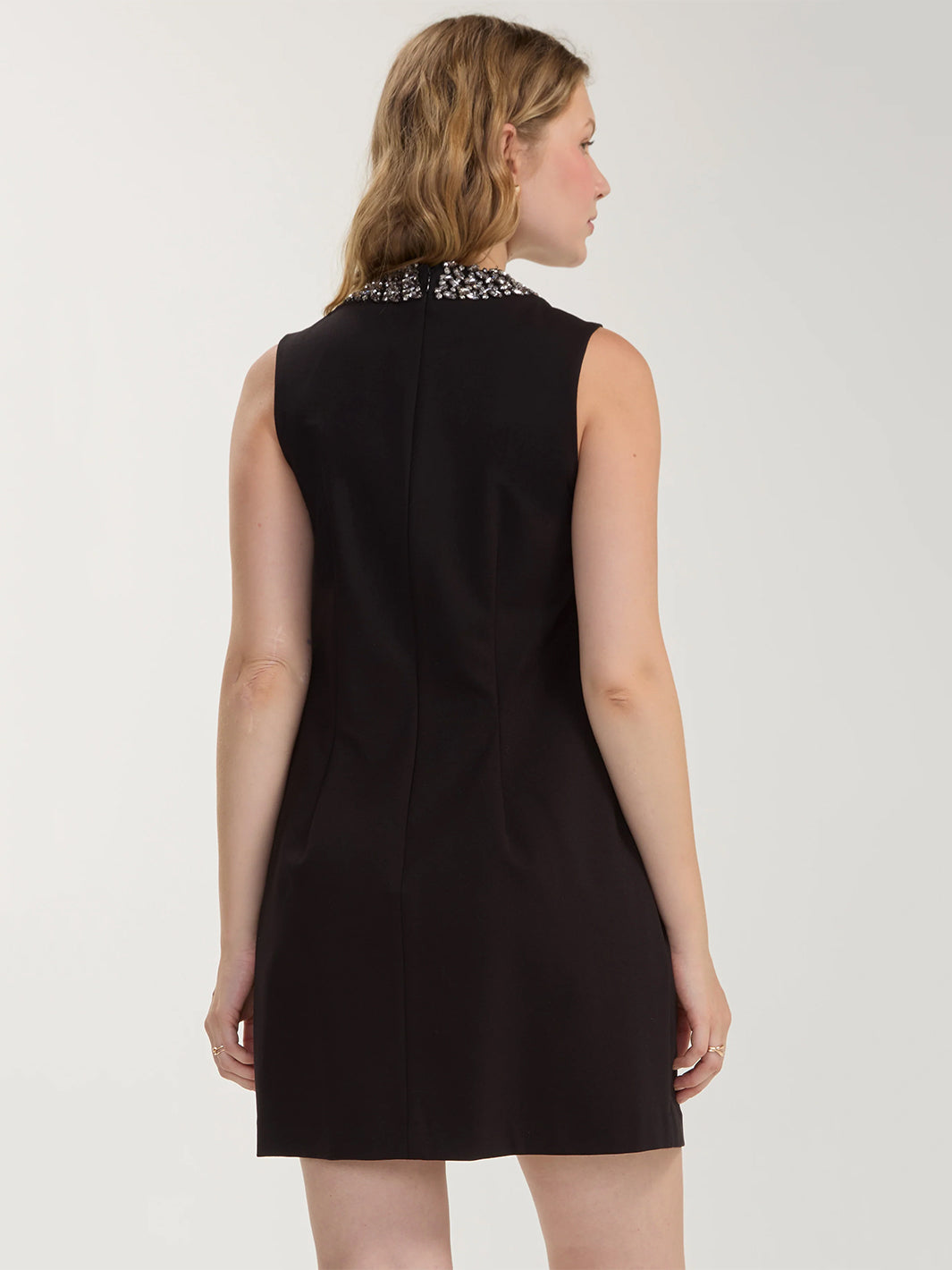 Sleeveless Dress W/ Embellished Collar in Black