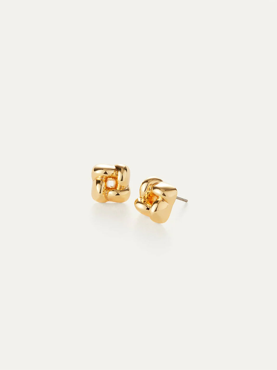 Mini Woven Square Earrings in Gold