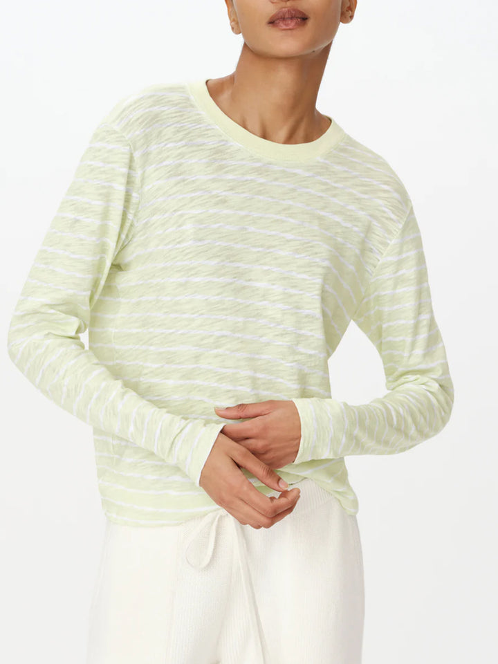 Slub Jersey Stripe Long Sleeve Shirt in Mint/White