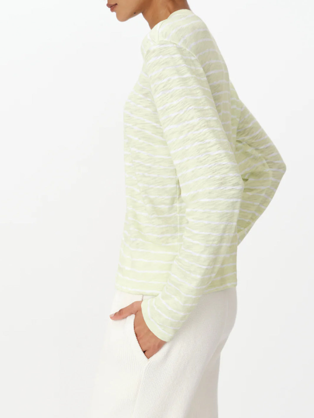 Slub Jersey Stripe Long Sleeve Shirt in Mint/White