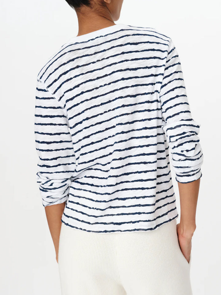 Slub Jersey Stripe Long Sleeve Shirt in White Midnight