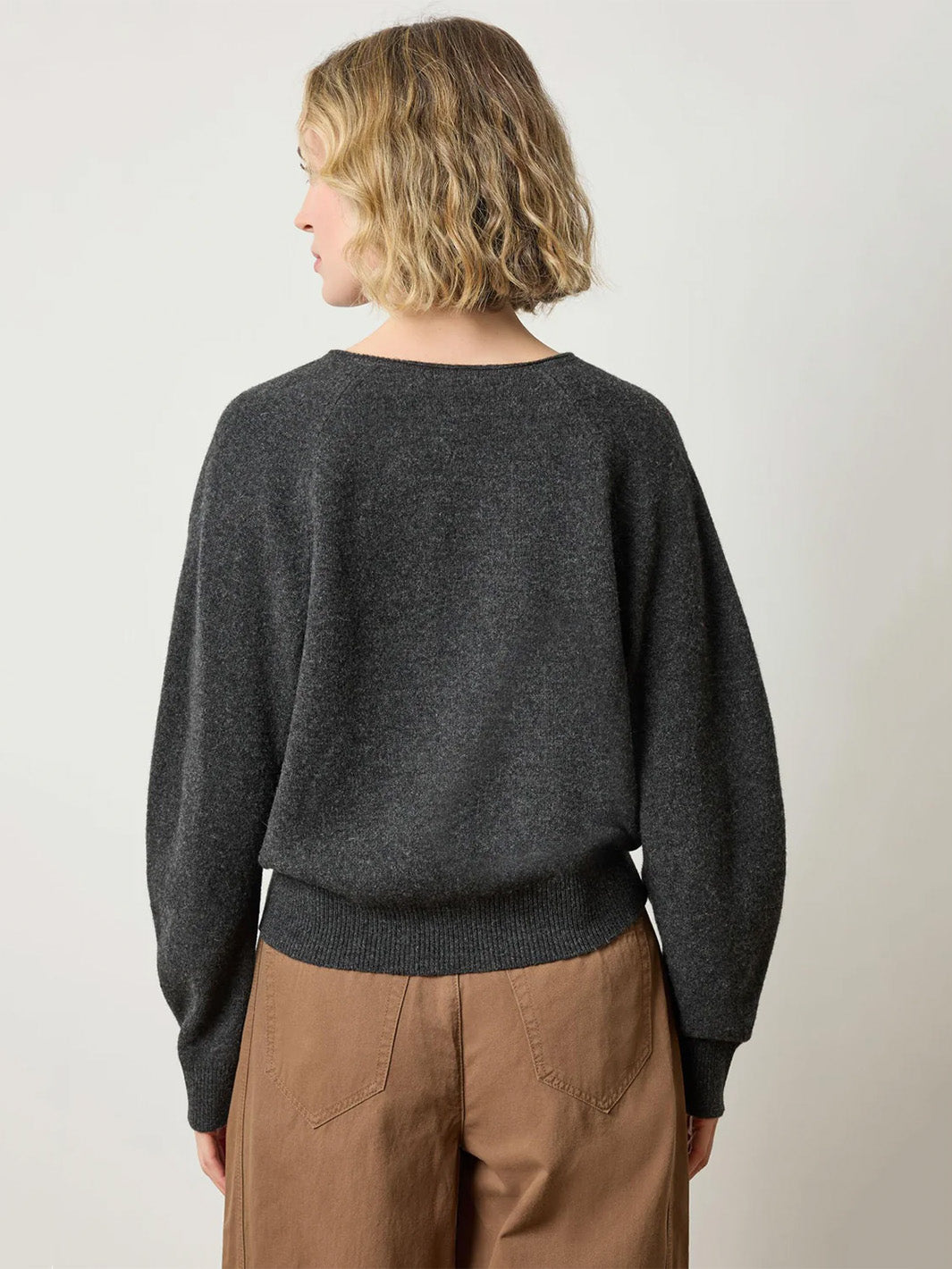 Split Neck Raglan Pullover in Graphite
