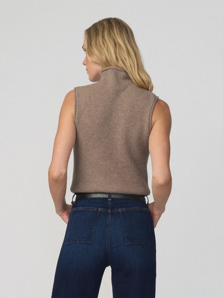 The Stevie Sleeveless Roll Neck Sweater in Mink