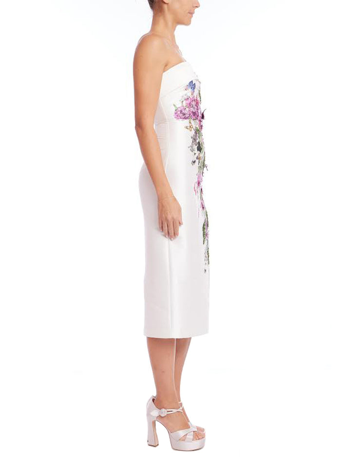 3D Butterfly Strapless Dress in Ivory