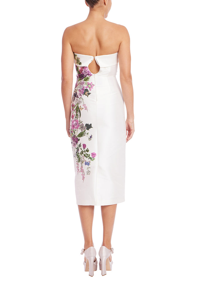 3D Butterfly Strapless Dress in Ivory
