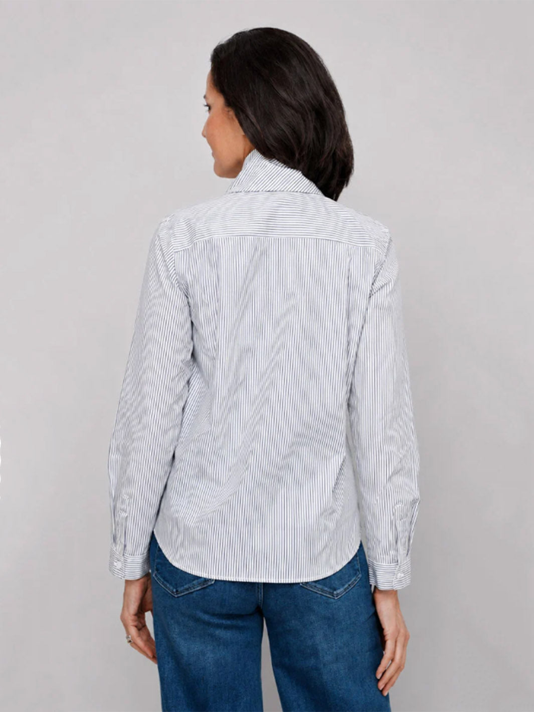 Elliott Lauren Striped Shirt with Neck Tie in Blue/White