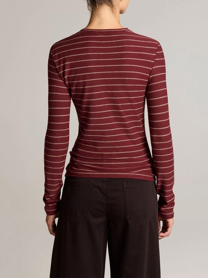 Striped Cotton Long-Sleeve T-Shirt in Black Rose Combo