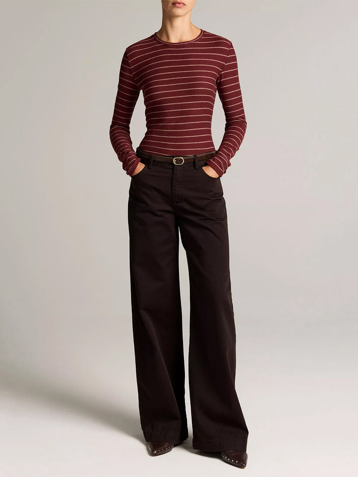Striped Cotton Long-Sleeve T-Shirt in Black Rose Combo