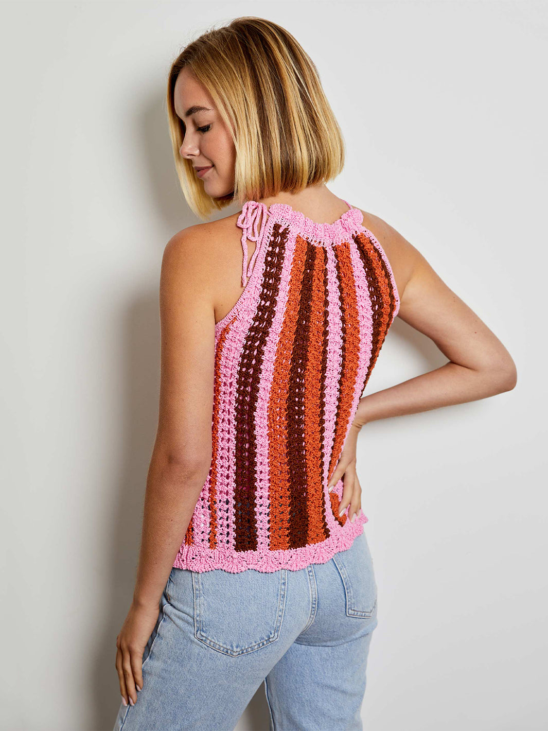 Stripe Halter Top in Pink Bloom