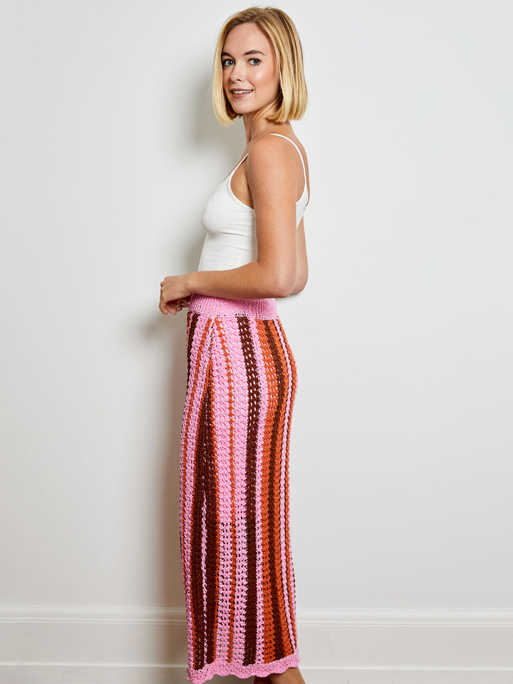 Stripe Midi Skirt in Pink Bloom