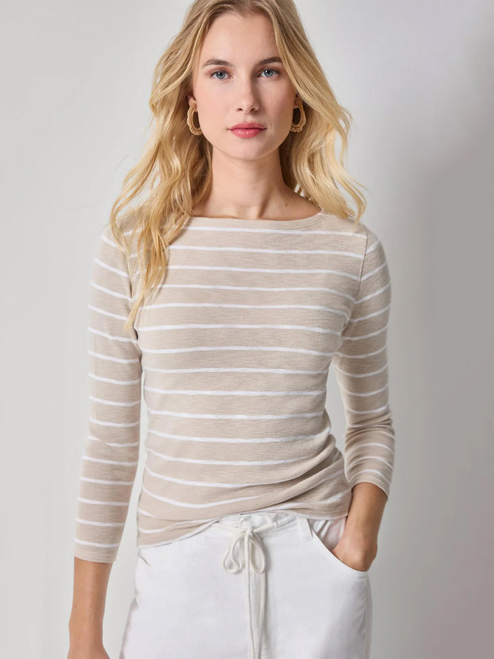 Striped Boatneck Top in Bamboo Stripe