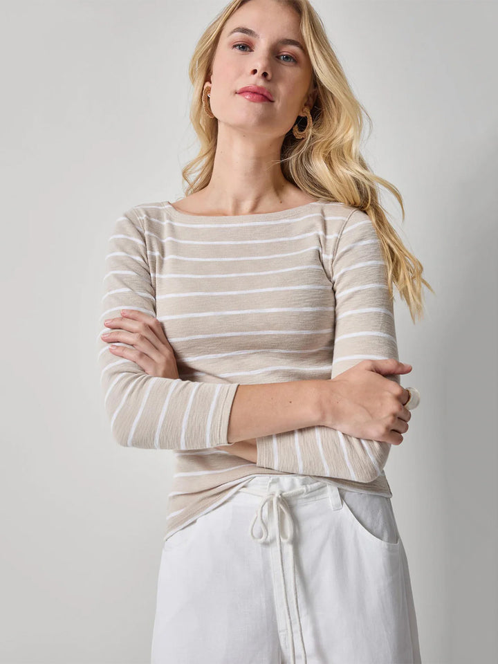 Striped Boatneck Top in Bamboo Stripe