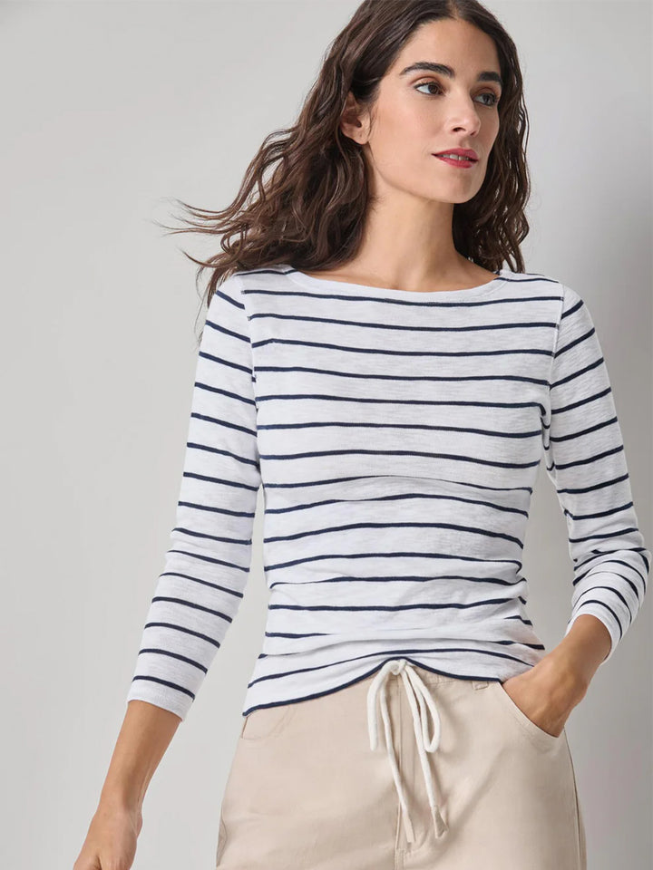 Striped Boatneck Top in Navy Stripe