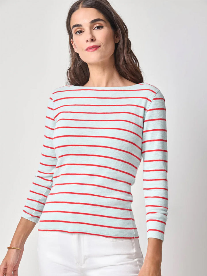 Striped Boatneck Top in Seabreeze Stripe
