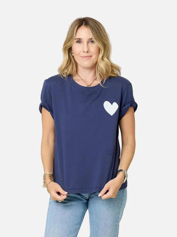 Suke Imperfect Heart Tee in Blue/White