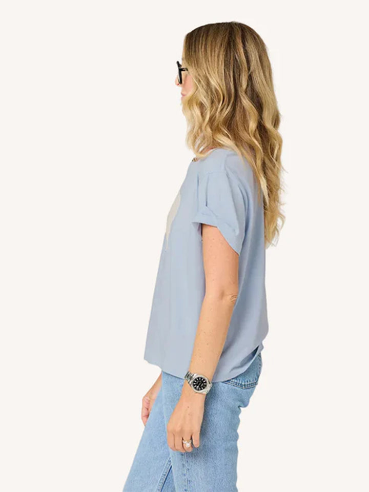 Suke Imperfect Heart Tee in Light Blue/Latte