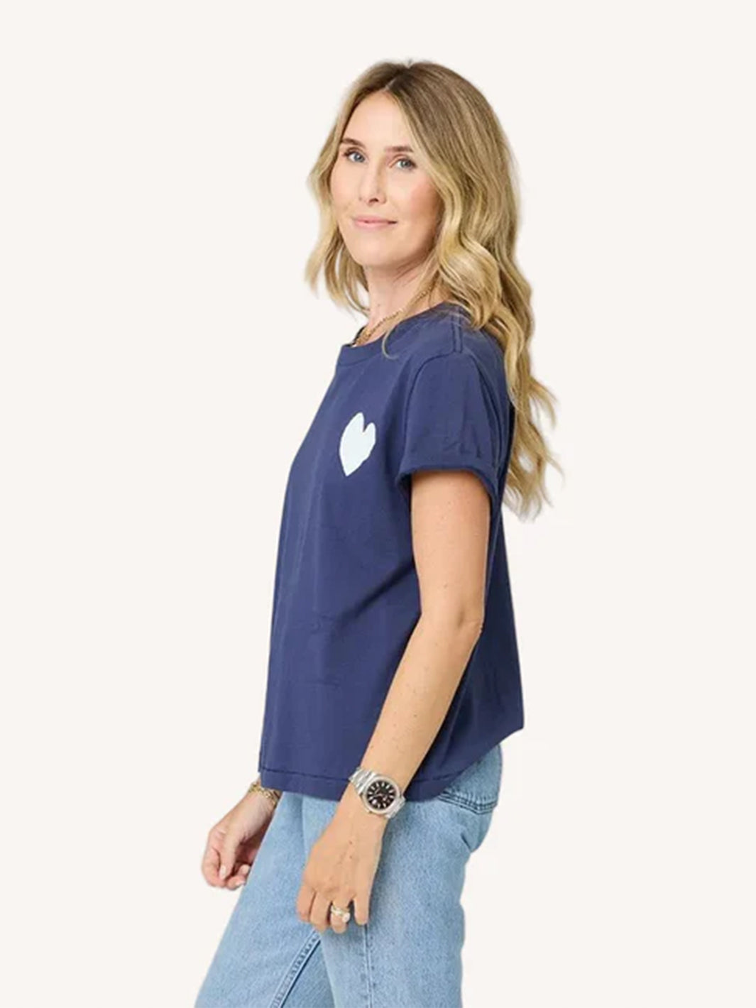 Suke Imperfect Heart Tee in Blue/White